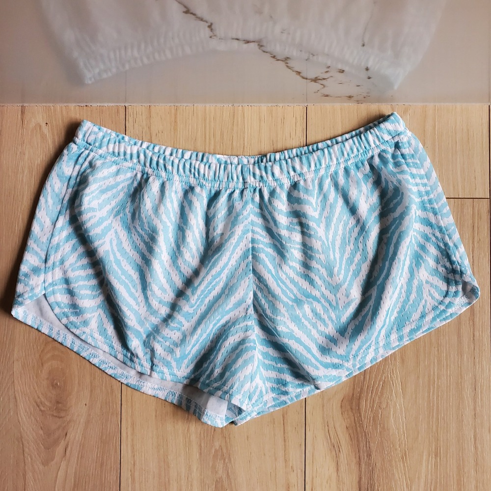 Soffe Mesh Shorts Womens L Zebra Low Rise Elastic Waist Cheer Running Gym Y2K